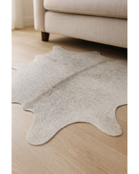 Gray Cowhide Area Rug – Hand Tufted, Stain Resistant in Hide Detail Close-Up — cowhide area rug 12
