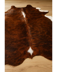 Cowhide Animal Print Rug – Brown & White Accent Hide Detail Close-Up — cowhide area rug 13