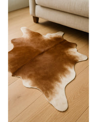 Tan Cowhide Print Area Rug – Soft, Handcrafted Accent in Hide Detail Close-Up — cowhide area rug 10