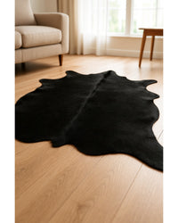 Black Cowhide Area Rug – Modern Statement Decor Low Angle View — cowhide area rug 20
