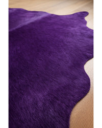 6' X 7' Purple Cowhide Hand Knotted Area Rug Hide Detail Close-Up — cowhide area rug 19
