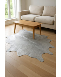 Silver Cowhide Area Rug – Handmade in Living Room — cowhide area rug 6
