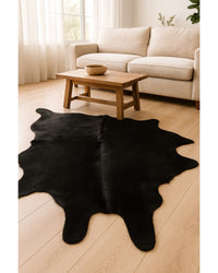 Black Cowhide Area Rug – Modern Statement Decor in Living Room — cowhide area rug 18