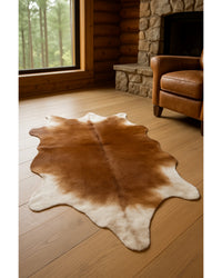 Tan Cowhide Print Area Rug – Soft, Handcrafted Accent in Cabin Living Room — cowhide area rug 7