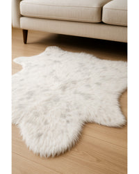 Off White & Silver Faux Cowhide Area Rug – Washable, Non-Skid in Hide Detail Close-Up — cowhide area rug 7