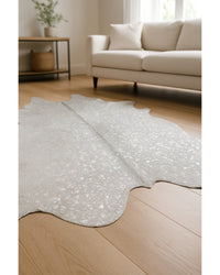 Cowhide Print Area Rug – Natural, Soft & Stylish Low Angle View — cowhide area rug 210