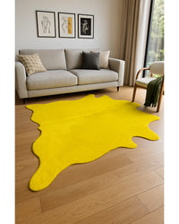 Yellow Cowhide Area Rug in Living Room — cowhide area rug 6