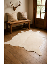 Off White Cowhide Print Rug – Soft, Modern Accent in Lodge Entryway — cowhide area rug 8