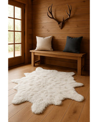 Off White & Silver Faux Cowhide Area Rug – Washable, Non-Skid in Lodge Entryway — cowhide area rug 5