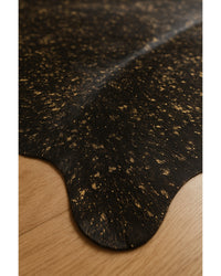 Chocolate & Gold Cowhide Area Rug Hide Detail Close-Up — cowhide area rug 7