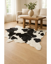 Black Cowhide Area Rug – Handwoven, Stain Resistant in Living Room — cowhide area rug 18
