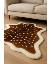 Off White & Brown Faux Cowhide Area Rug – Tufted, Washable in Hide Detail Close-Up — cowhide area rug 7