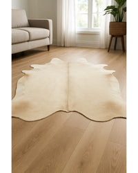 Natural Cowhide Rug – Handmade Luxury Area Accent in Low Angle View — cowhide area rug 43