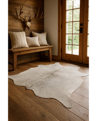Gray Cowhide Area Rug – Hand Tufted, Stain Resistant in Lodge Entryway — cowhide area rug 10