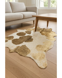 Gold Cowhide Area Rug – Modern 6x7 Statement Decor in Living Room — cowhide area rug 10