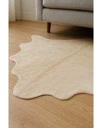 Off White Cowhide Print Area Rug – Handmade in Hide Detail Close-Up — cowhide area rug 7