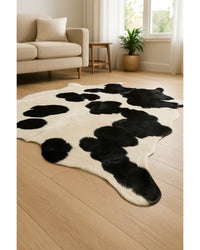 Cowhide Area Rug – Black & White Modern Accent Rug Low Angle View — cowhide area rug 11