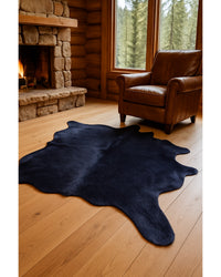 Navy Blue Cowhide Area Rug – Modern, Soft & Stylish in Cabin Living Room — cowhide area rug 7