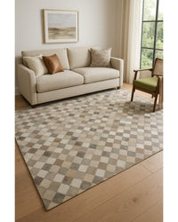 Beige, Gray & Ivory Cowhide Print Area Rug – Washable, UV Protection in Living Room — cowhide print area rug 4