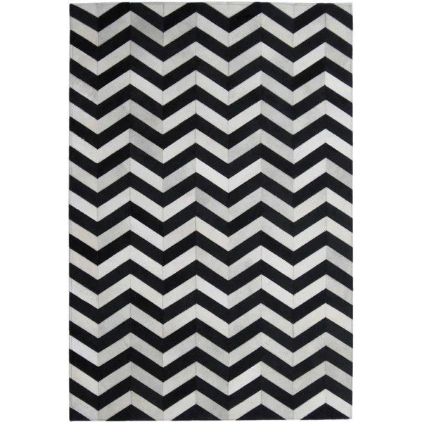 Madisons Black & White Chevron Patchwork Cowhide Rug