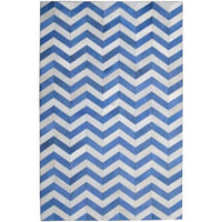 Madisons Blue & White Chevron Patchwork Cowhide Rug — cowhide patchwork area rug 1