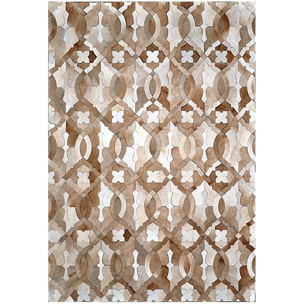 Poshrug Brown White Intrinsic Design Cowhide Patchwork Rug — cowhide patchwork area rug