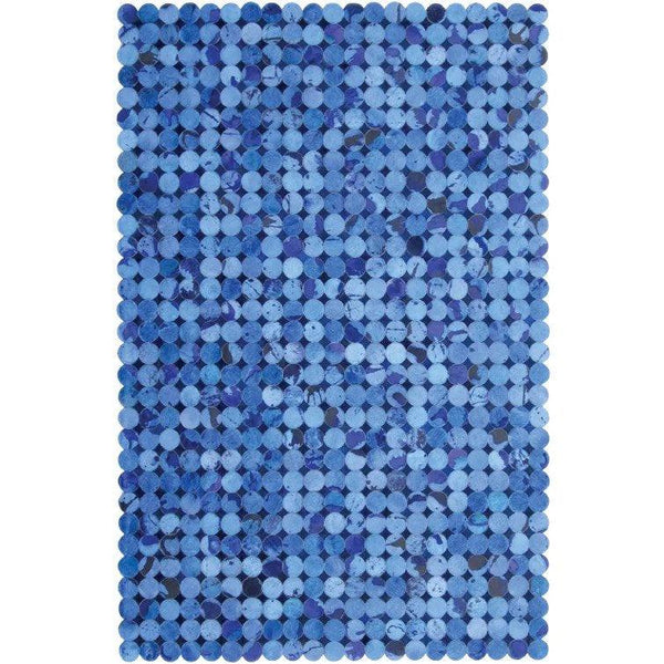 Madisons Blue Circle Patchwork Cowhide Rug