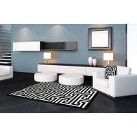 Madisons Black & White Maze Patchwork Cowhide Rug — cowhide patchwork area rug 5