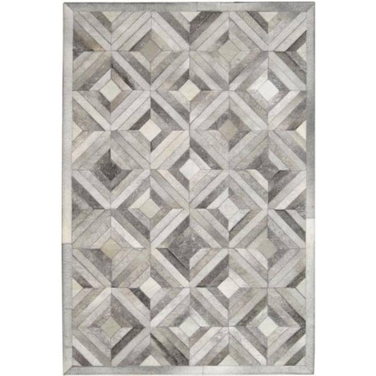 Madisons Gray Parquet Pattern Patchwork Cowhide Rug