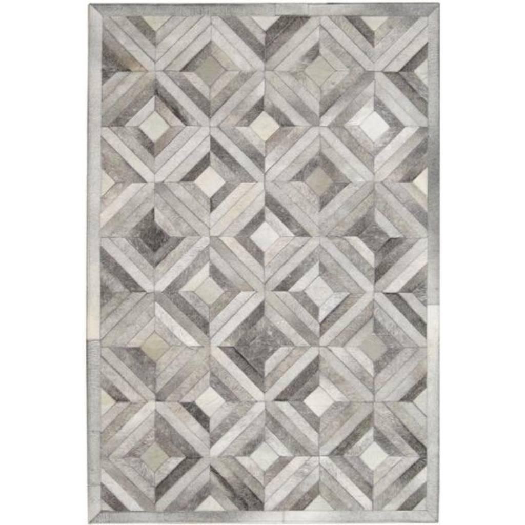 Madisons Gray Parquet Patchwork Cowhide Rug — cowhide patchwork area rug