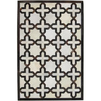 Madisons Brown & White Geometric Patchwork Cowhide Rug — cowhide patchwork area rug 1