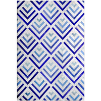 Poshrug Art Deco White Blue Cowhide Patchwork Rug — cowhide patchwork area rug 1