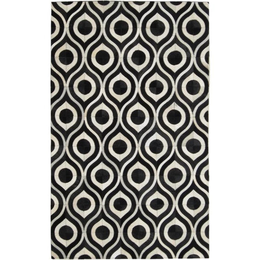 Madisons Black and White Rug - Geometric Cowhide Pattern