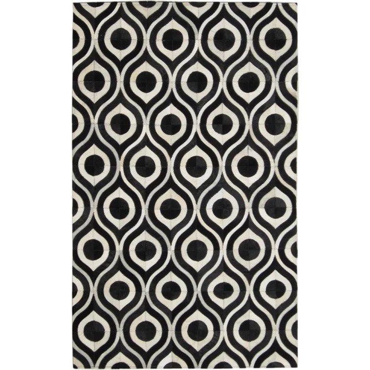 Madisons Black & White Geometric Patchwork Cowhide Rug — cowhide patchwork area rug