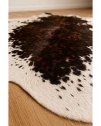 Cowhide Area Rug – Hand Knotted Brown & White Hide Detail Close-Up — cowhide area rug 17