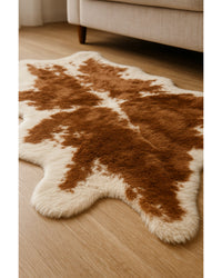 Faux Cowhide Area Rug – Brown & Ivory Animal Print in Hide Detail Close-Up — cowhide area rug 11