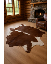 Brown Cowhide Print Hand-Tufted Area Rug, 2x3 – Stain Resistant in Cabin Living Room — cowhide area rug 8