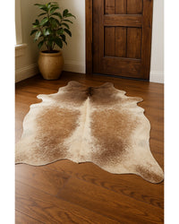 Brown Cowhide Area Rug – Hand Knotted, Stain Resistant in Lodge Entryway — cowhide area rug 123