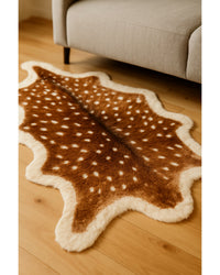 Faux Cowhide Area Rug – Cream & Brown Animal Print in Hide Detail Close-Up — cowhide area rug 19