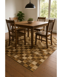 Beige, Brown & Coffee Cowhide Print Area Rug – Washable, UV Protection in Dining Room — cowhide print area rug 6