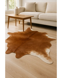 Tan Cowhide Print Area Rug – Soft, Handcrafted Accent in Living Room — cowhide area rug 9