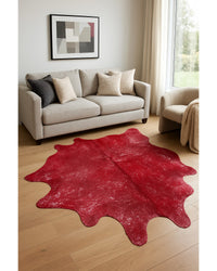 Red & Silver Cowhide Area Rug – Hand Knotted in Living Room — cowhide area rug 6