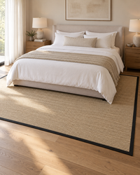 Bone Sisal Rug with Black Onyx Cotton Border in Bedroom 5