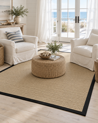 Bone Sisal Rug with Black Onyx Cotton Border in Coastal Room 8