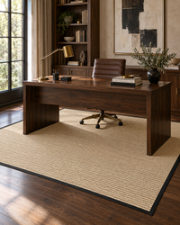 Bone Sisal Rug with Black Onyx Cotton Border in Home Office 9