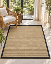 Bone Sisal Rug with Black Onyx Cotton Border in Sunroom 6