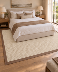 Bone Sisal Rug with Coco Faux Leather Border in Bedroom 3