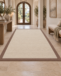Bone Sisal Rug with Coco Faux Leather Border in Entryway 7