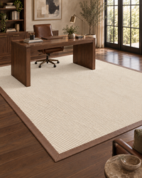 Bone Sisal Rug with Coco Faux Leather Border in Home Office 6