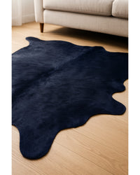 Navy Blue Cowhide Area Rug – Modern, Soft & Stylish in Hide Detail Close-Up — cowhide area rug 10